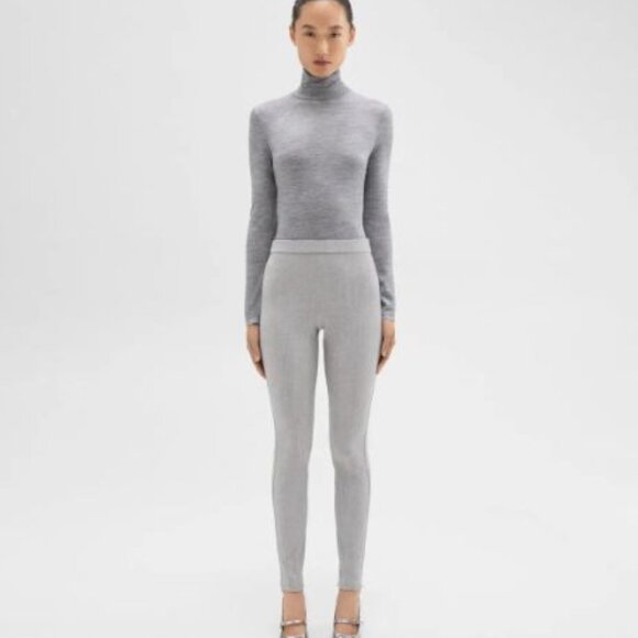 NWT Theory ADBELLE High Waist Light Gray Stretch Wool Flannel Leggings S - Picture 1 of 12